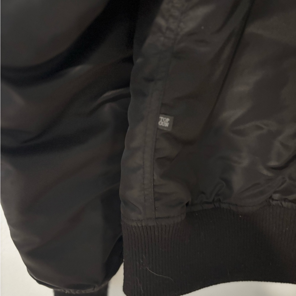 Top gun Black Bomber Jacket with Patches - Picture 10 of 12